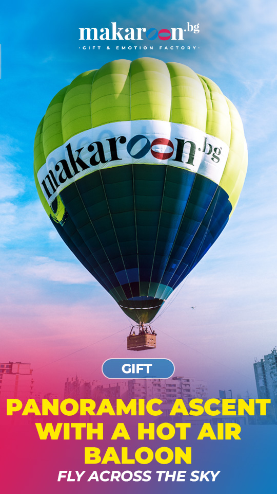 hot air balloon lifting from makaroon.bg