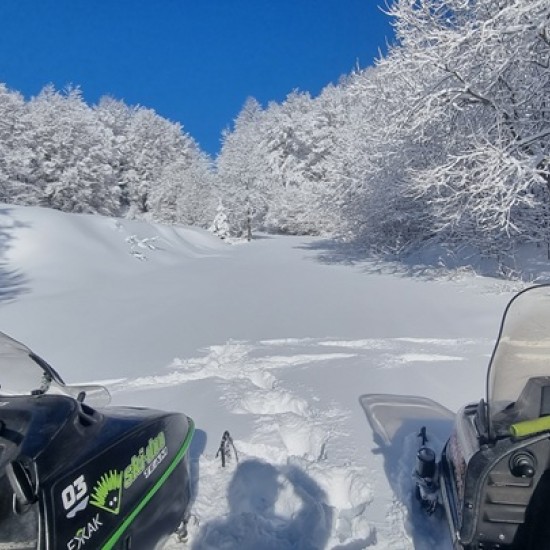 Каране на моторна шейна един час в района на Петрохан от Макароон Каране на моторна шейна един час в района на Петрохан от Макароон