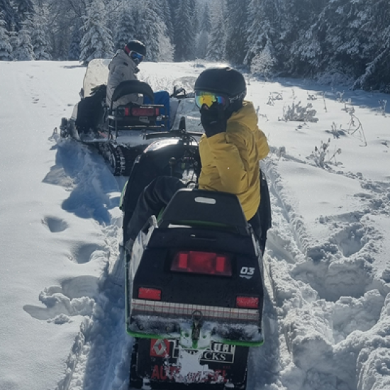 Каране на моторна шейна един час в района на Петрохан от Макароон Каране на моторна шейна един час в района на Петрохан от Макароон