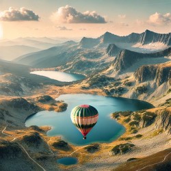 Свободен полет с балон + чаша пенливо вино + заснемане + сертификат край Сапарева Баня