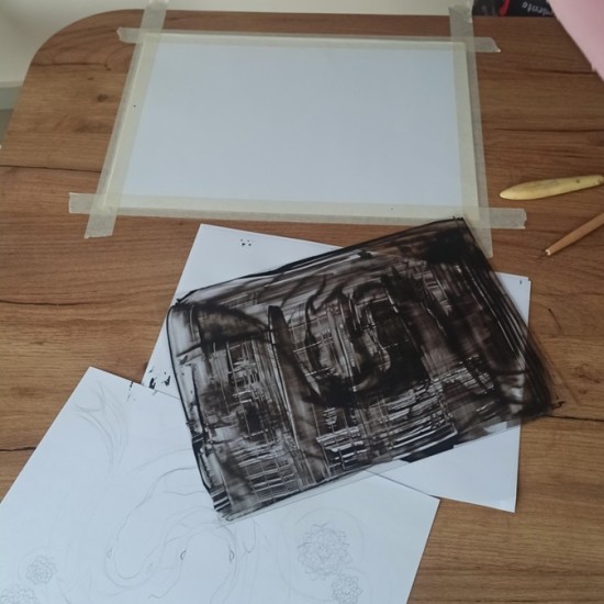 Графична техника суха игла - Създаване на собствен отпечатък и картина с паспарту от Макароон