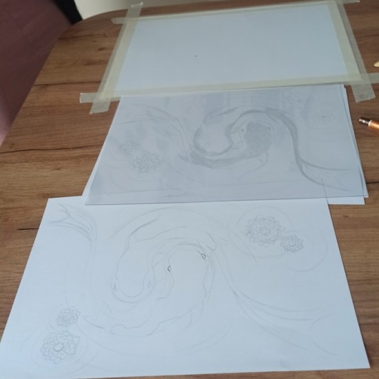 Графична техника суха игла - Създаване на собствен отпечатък и картина с паспарту от Макароон