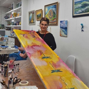 Рисуване върху копринено фишу – арт ателие за творчески любители